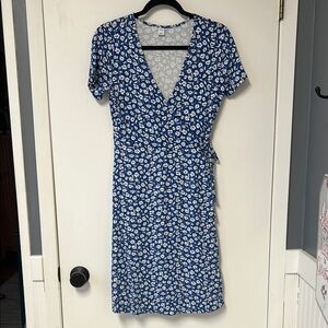 Blue Floral Wrap Dress